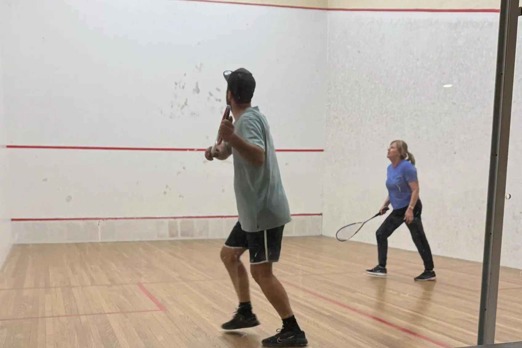 <p>TIGHT COMPETITION: Nathan and Liane on the court for round eight of term three at Alexandra Squash Club.</p>\\n