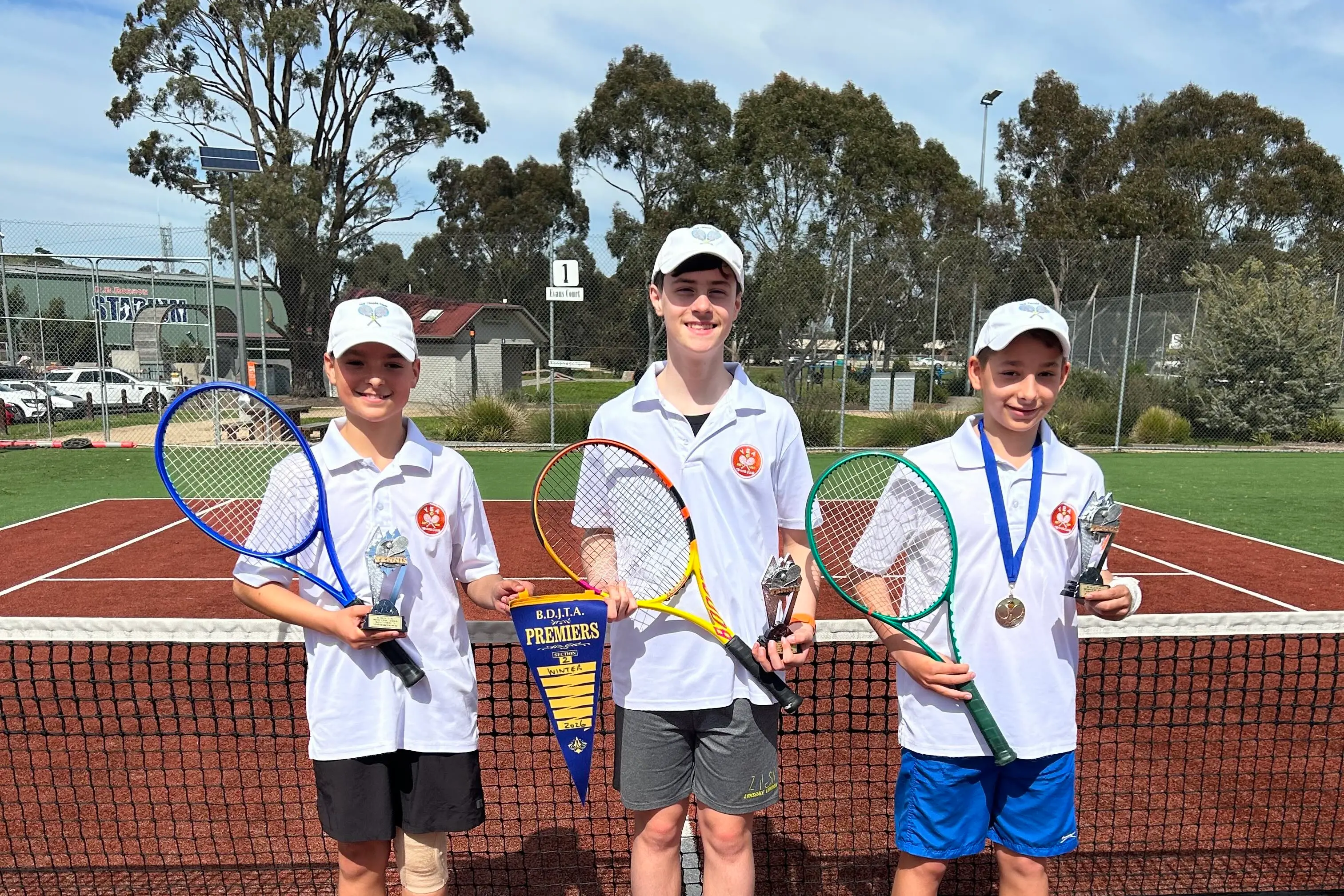 <p>TENNIS CHAMPIONS: Noah Boseley, Hayden Taylor and Ethan Boseley.</p>\\n