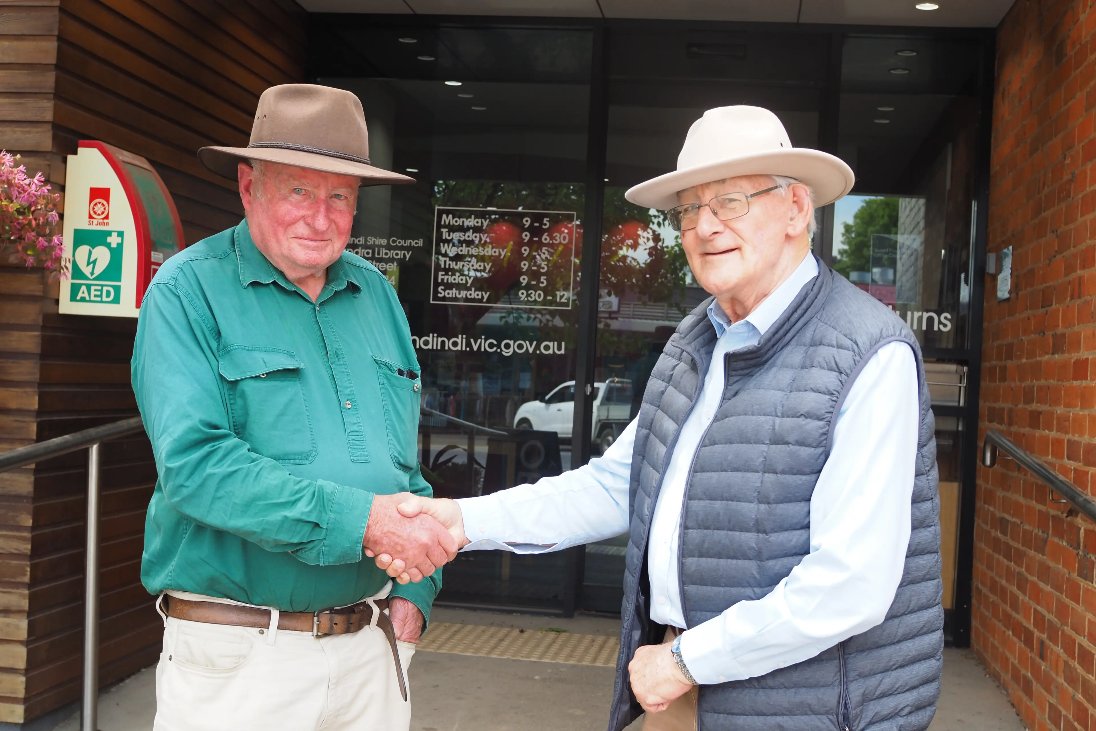 <p>NEW CHAIR: Incoming chair Tim Sheed and outgoing chair Bob Cooper.</p>\\n