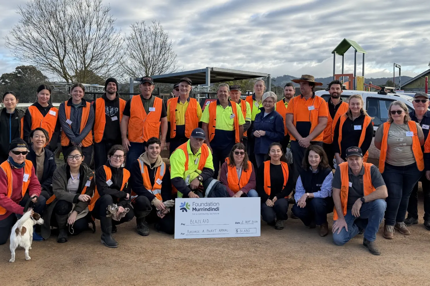 <p>PURCHASE A PICKET APPEAL: The cheque presentation to BlazeAid.</p>\\n