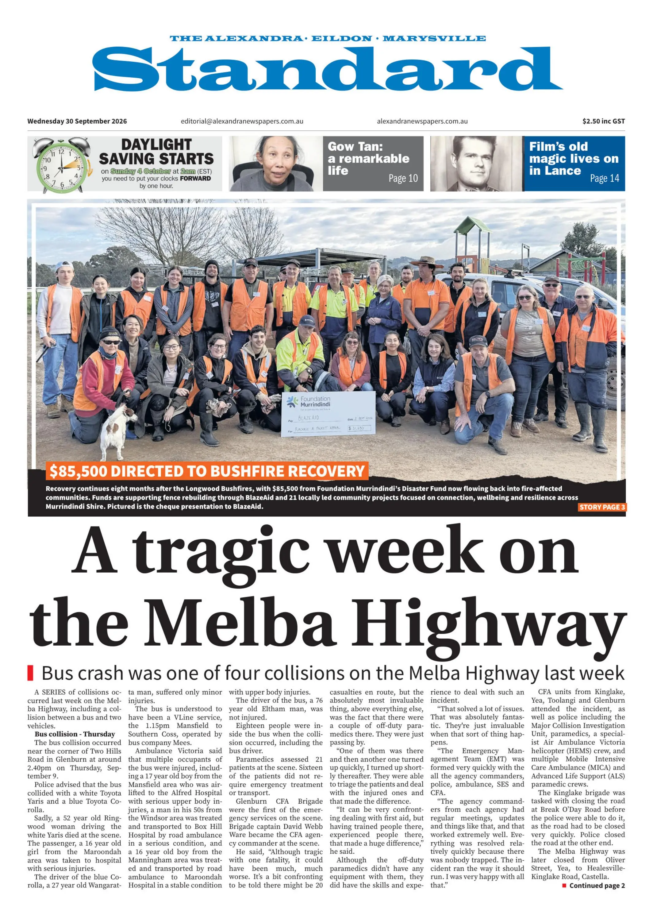 Alexandra Standard, Wednesday, 30 September, 2026