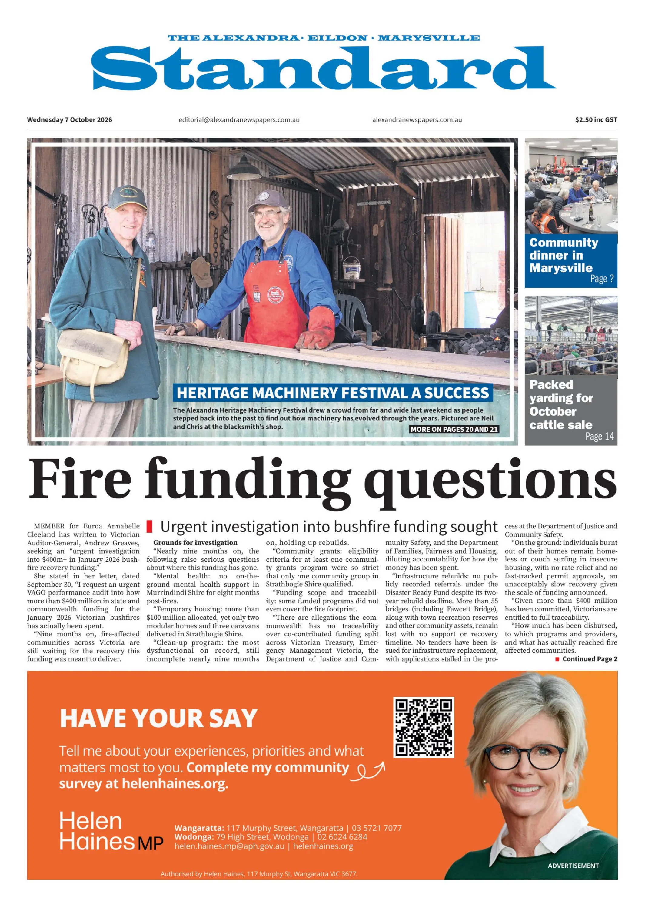 Alexandra Standard, Wednesday, 7 October, 2026