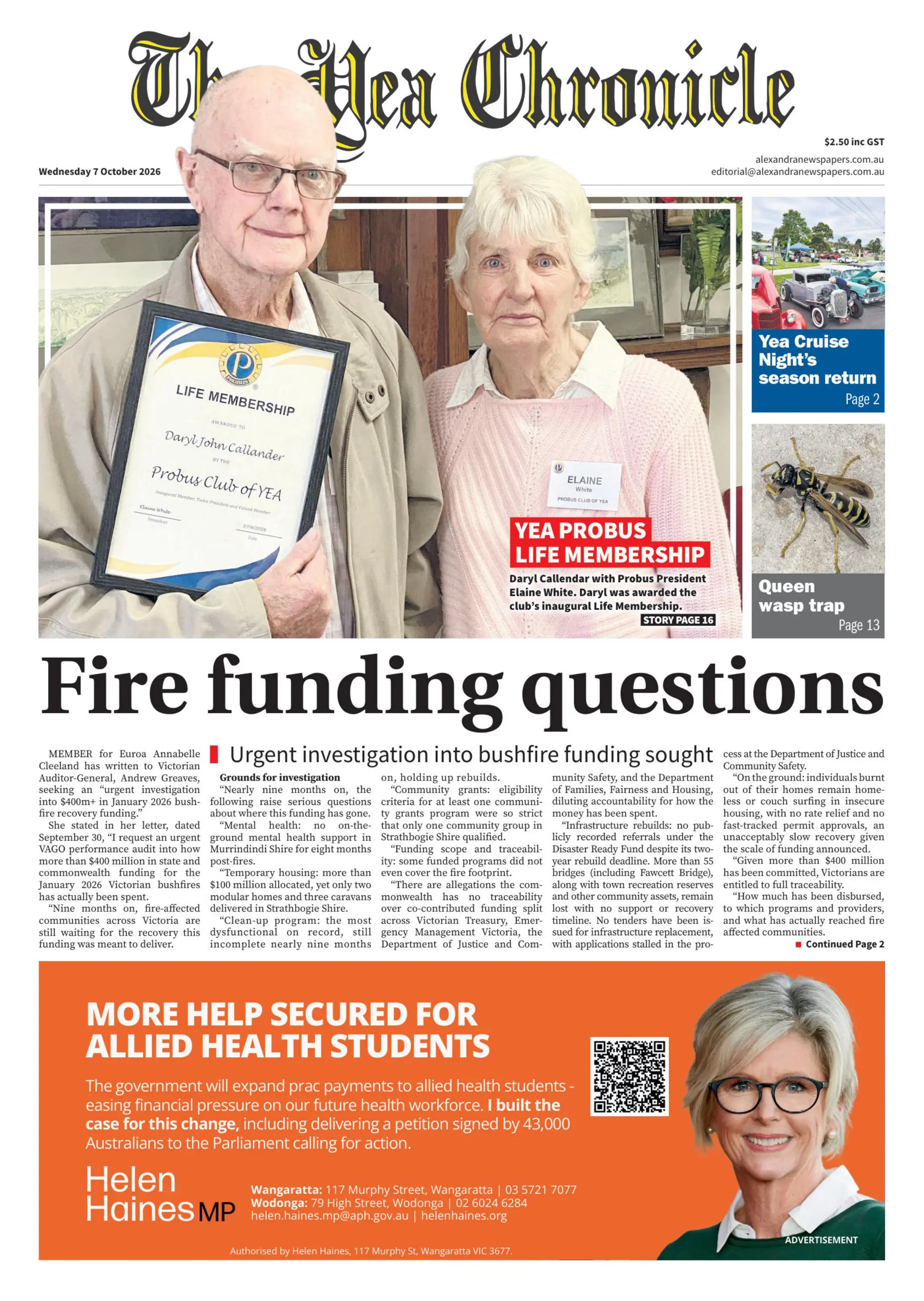 The Yea Chronicle, Wednesday, 7 October, 2026