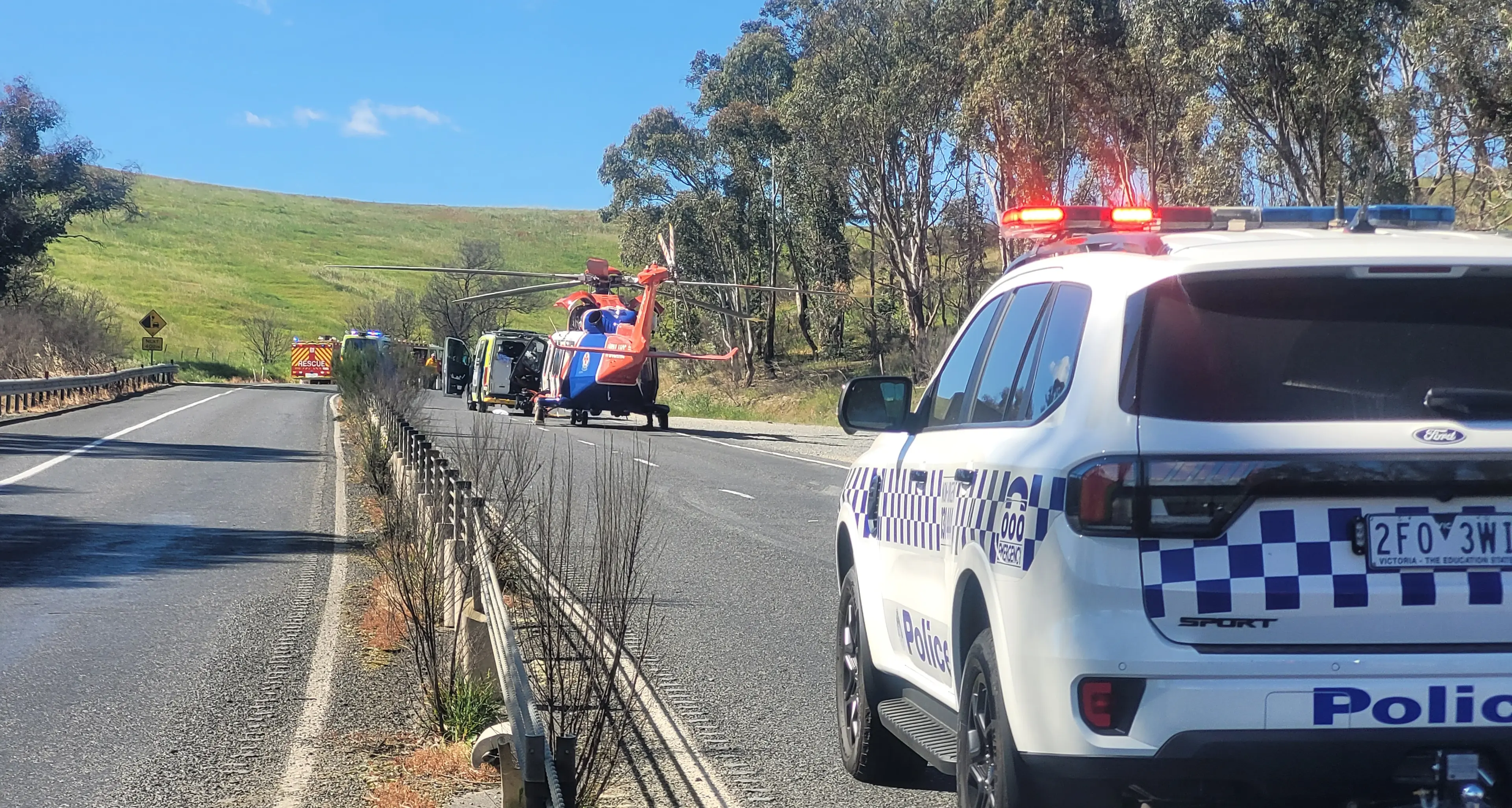 Injured motorcycle rider airlifted